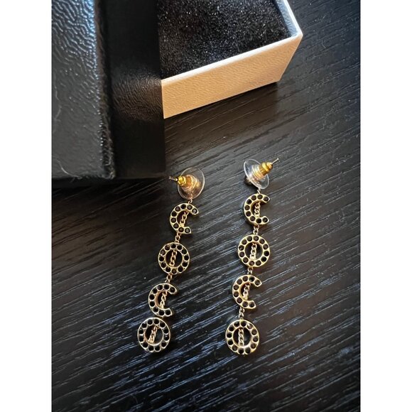 Chanel Gold-Tone CC Drop Earrings With Box - Picture 3 of 4
